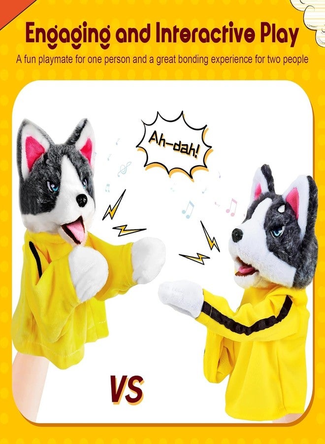 ZIPRON Kung Fu Dog & Husky Interactive Toy - Boxing & Tricky Hand Puppet Action, Plush Stuffed Husky with Kung Fu Gloves - Perfect Children's Game & Gift Idea! - Image 2